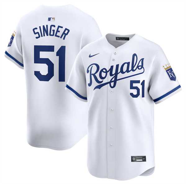 Men%27s Kansas City Royals #51 Brady Singer White 2024 Home Stitched Baseball Jersey Dzhi